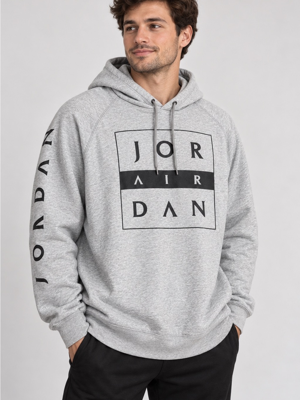 Jordan Air Gray Graphic Pullover Hoodie Men’s XXL